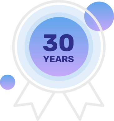 White medal celebrating 30 years
