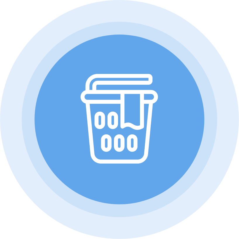 Laundry symbol on pulsating blue button