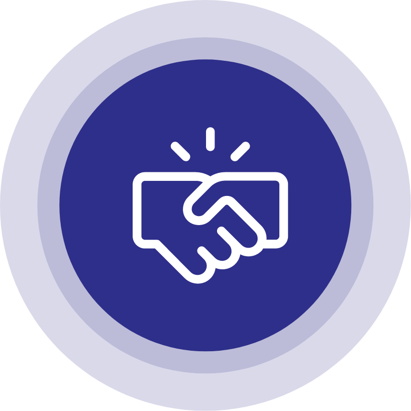 Partnership symbol on pulsating navy button