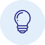 Lightbulb on light blue button