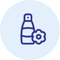 Face of circuit icon on light blue button