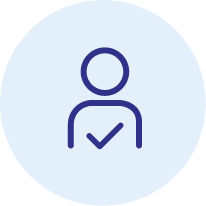 Experts icon on light blue button